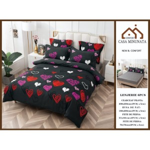 Lenjerie de Pat,cu ELASTIC,din FINET 6 Piese CFE-067