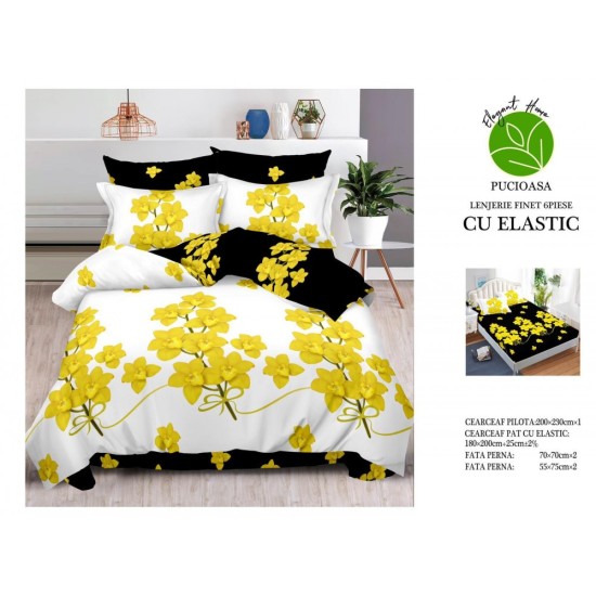 Lenjerie de Pat,cu ELASTIC,din FINET 6 Piese CFE-055