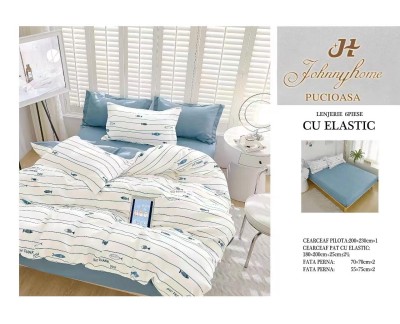 Lenjerie de Pat,cu ELASTIC,din FINET 6 Piese CFE-028
