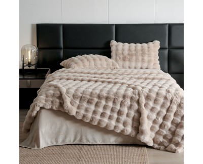 Lenjerie pat dublu, ExtraPufoasa, din Blanita artificiala de Iepure, 6 piese, Jojo Home LBI04