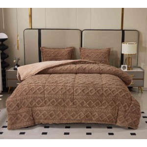 Pilota CoCoLiNo Sherpa tip Tricotaj cu blanita, matlasata, 200x230cm,maro PCA07